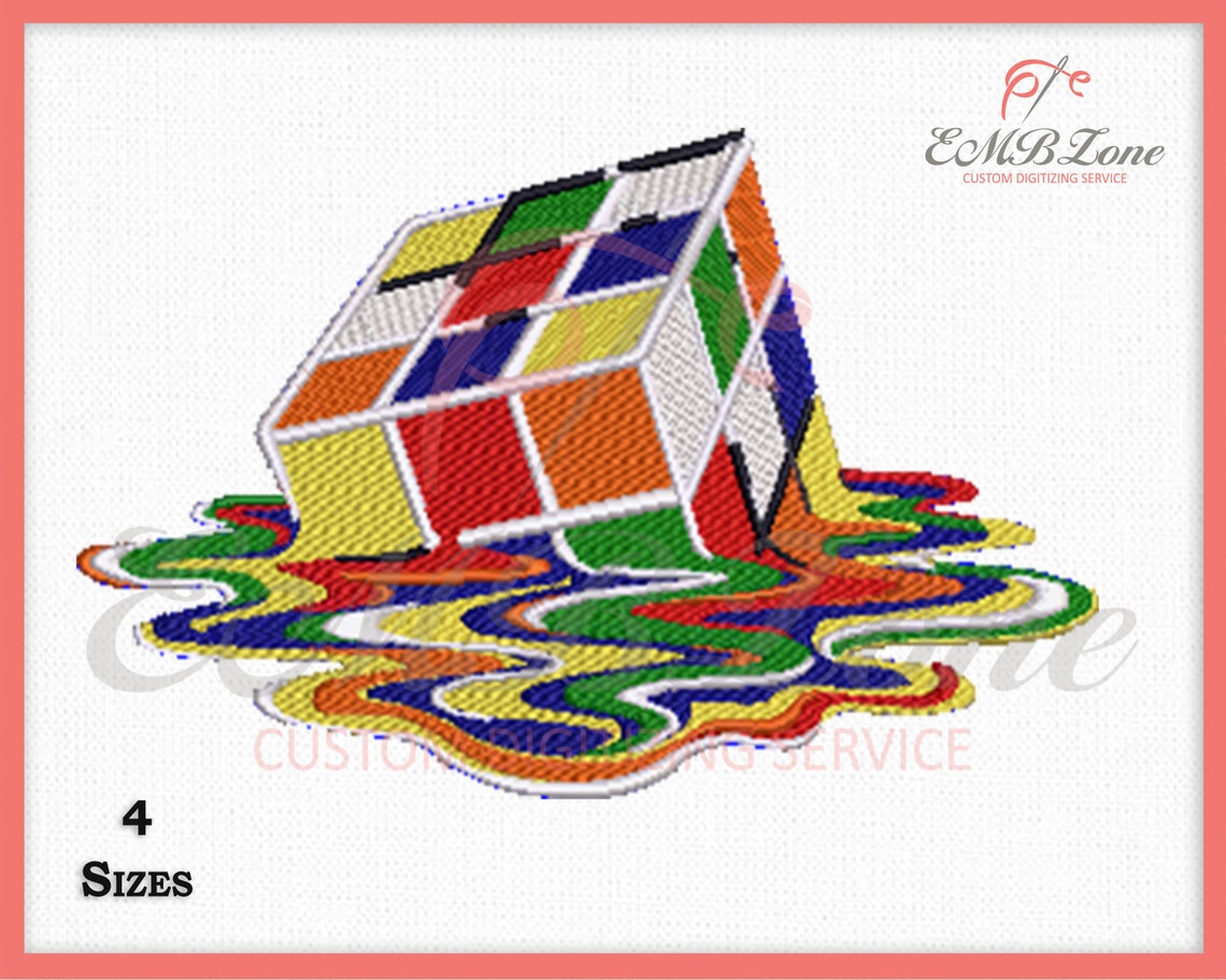Melting Rubik Cube Embroidery Design Cube Machine Embroidery Etsy