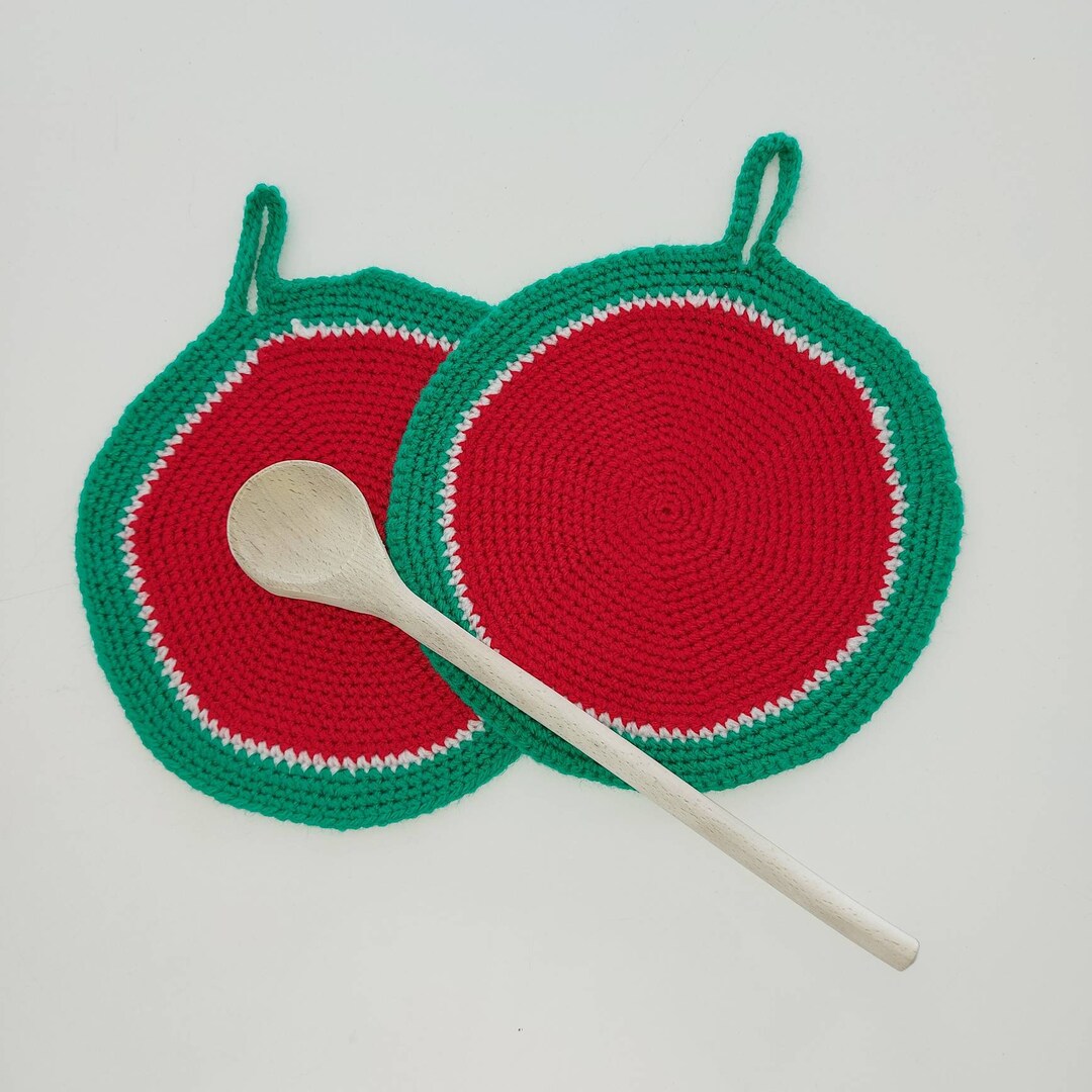 Pot Holders in a Watermelon Look Etsy