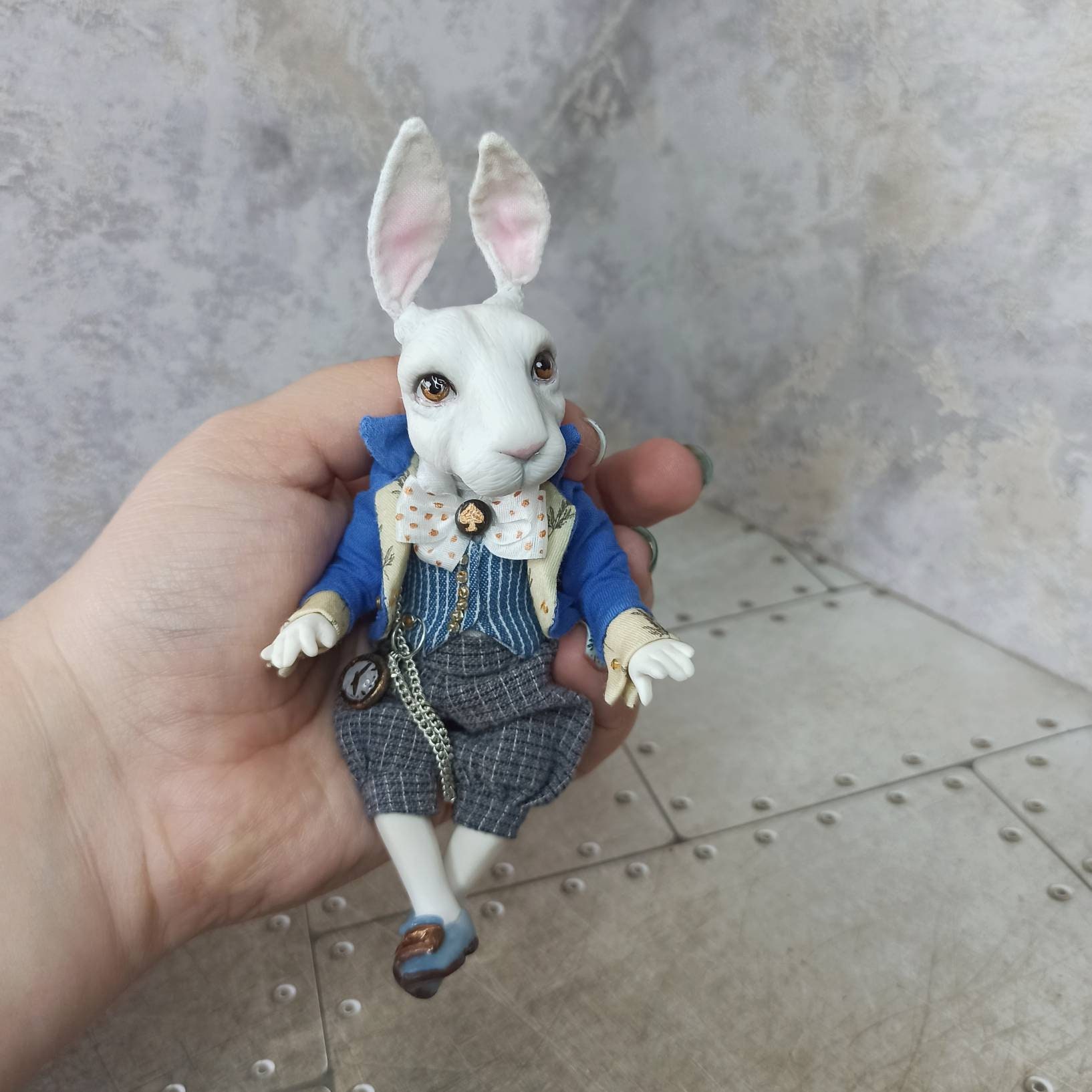 Disney Store Alice in Wonderland White Rabbit Plush Soft Stuffed Toy Size  16.5 Birthday Gift , Cute Toy , Vintage Rabbit 