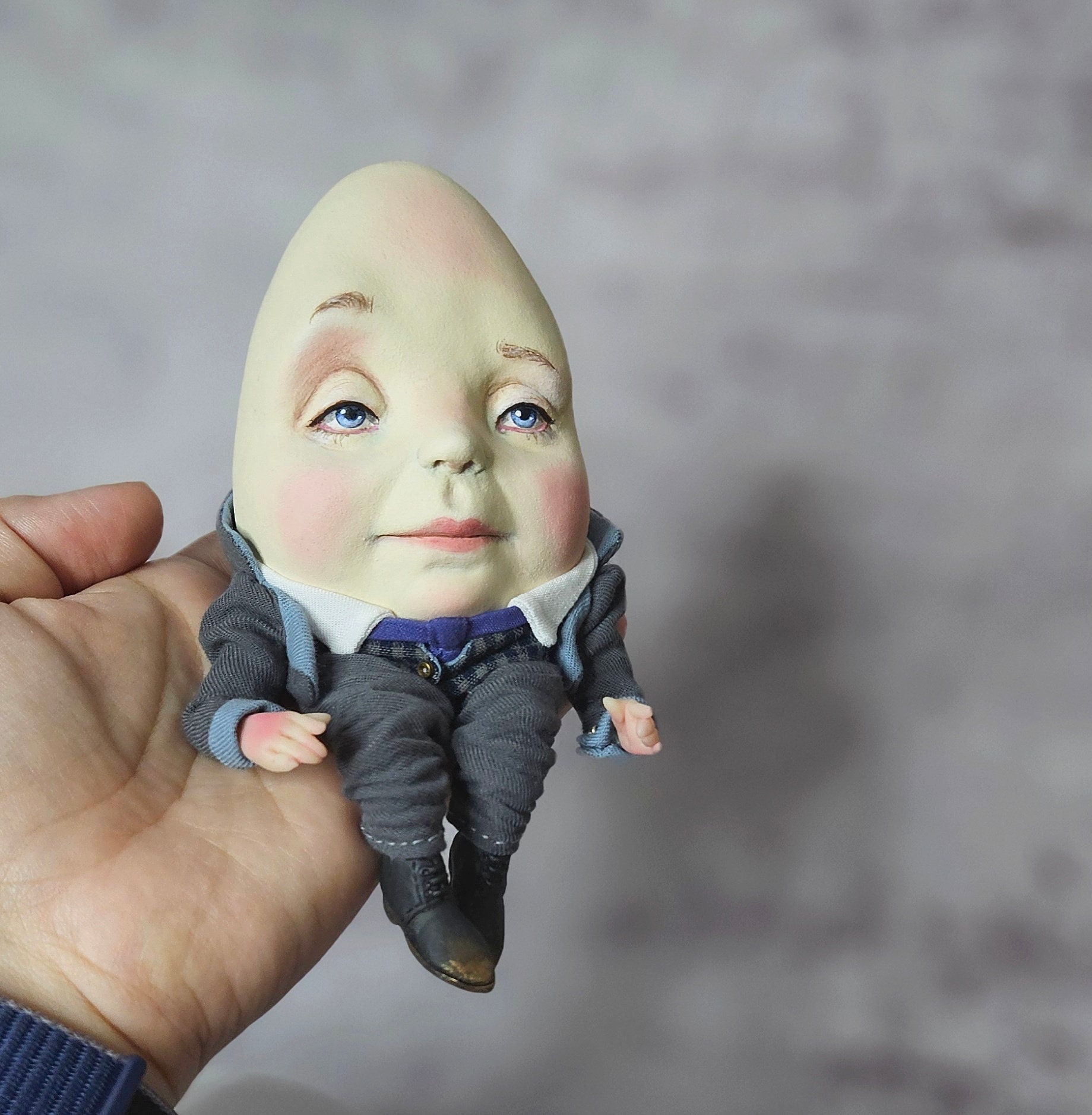 Humpty Dumpty in a Gray Suit OOAK Art Author's Collectible