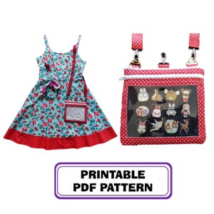 Digital PDF Pattern - Small crossbody ITA bag with clear vinyl display window & insert for pin display, converts to Belt clip bag