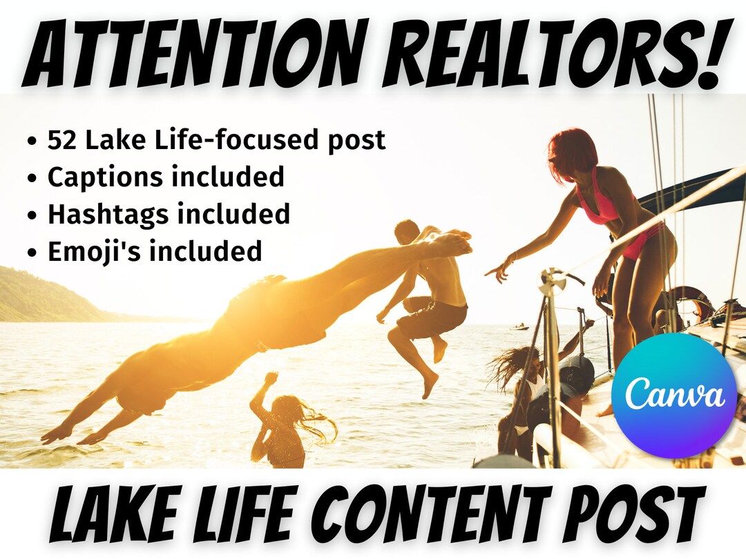 Real Estate Content, Lake Living, Lake Life, Niche Marketing, 52 Posts