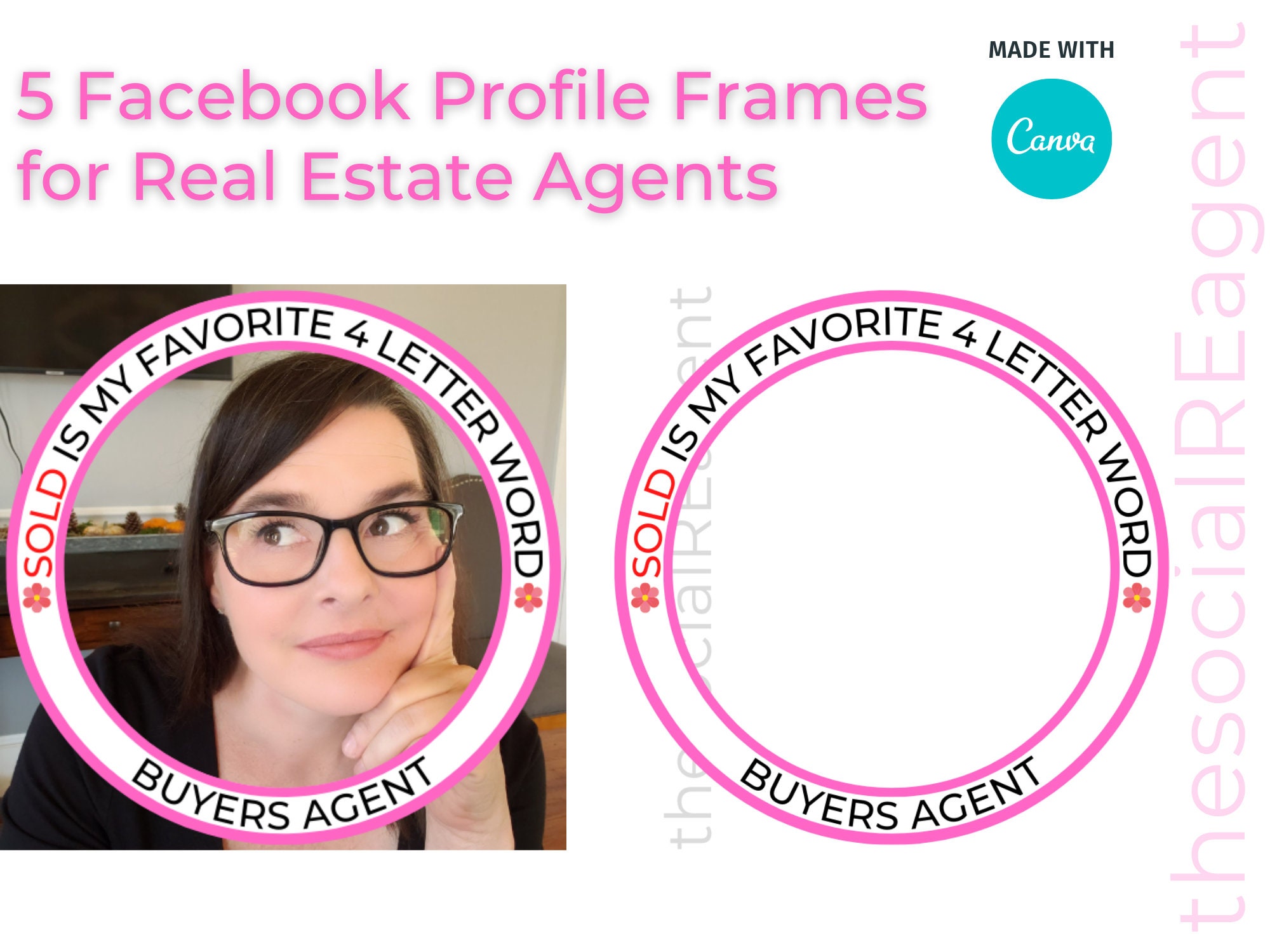 Facebook Profile Photo Frame Social Media Canva Template for Real