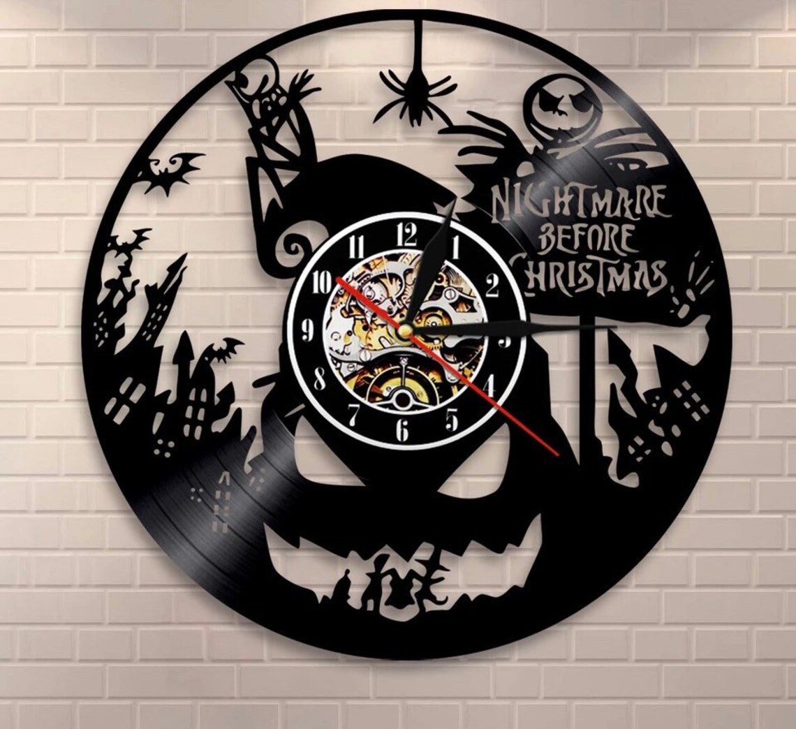 The Nightmare before christmas Clock with light gift for him Etsy
