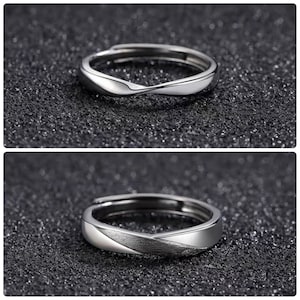 Mobius Band Couple Ring Dark Gift Anniversary Birthday Adjustable