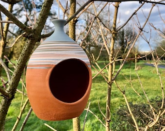 Mini mangeoire en argile pour boule de graisse oiseaux poterie artisanale