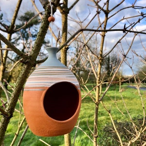 Mini clay feeder for fat ball birds craft pottery
