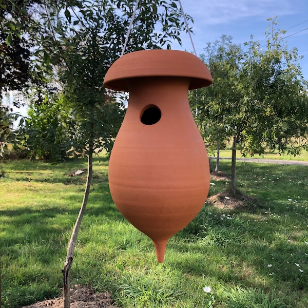 Nichoir Oiseaux 28mm Mésange bleue noire nonette huppée en argile Poterie Artisanale en terre cuite