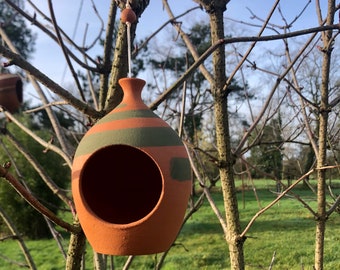 Mini mangeoire en argile pour boule de graisse oiseaux poterie artisanale