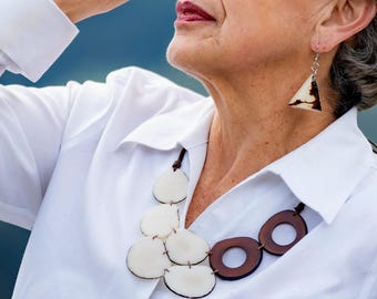 Tagua Nut Necklace – Eco-Friendly Statement Jewelry, Handmade Vegetable Ivory.