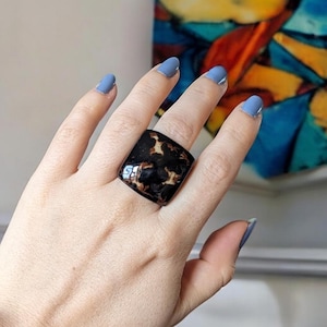 Modern Black Unique Ring. Handmade Tagua nut ring.