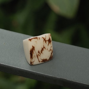 Elegant White Artistic Ring. Chunky Big Tagua Nut Jewelry. Artisan Handmade Statement Ring. Bold Cocktail Accessory for Women. Art Deco Ring