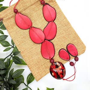 Statement adjustable necklace, Tagua nut necklace, Handmade jewelry, Mother&#39;s day sustainable gift, boho big chunky necklace for women.