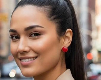 Red Tagua Nut Stud Earrings: Hypoallergenic Eco-Friendly Jewelry
