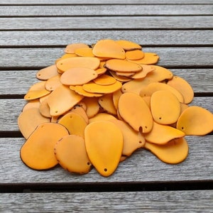 Yellow Tagua Nut Beads: Artisan Handmade Vegetal Ivory Slices, 15pcs