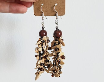 Crochet earrings, Lightweight Natural Seed Earrings – Handmade Eco Jewelry Gift for Nature Lovers