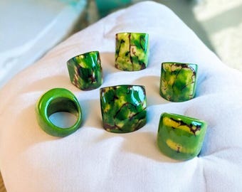 Large Bold Green Tagua Nut Ring – Contemporary Chunky Cocktail Jewelry for Women