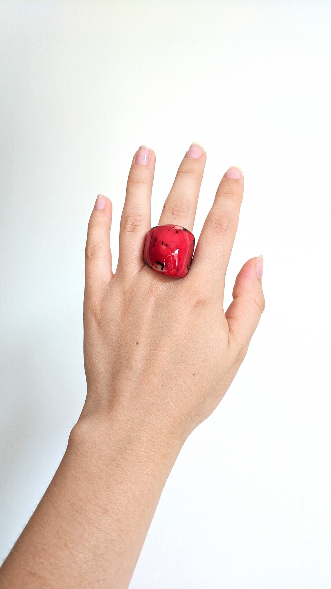 Red ring for women or men. Unisex Statement ring. sustainable Etsy