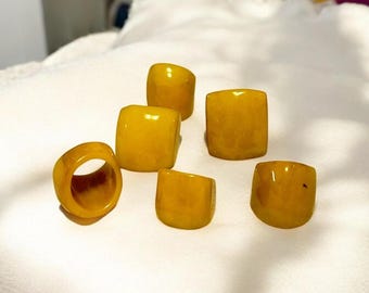 Glossy Canary Yellow Ring, Tagua Nut Eco-Friendly Ring.