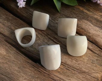 White ring. Large statement matte white ring, handmade tagua cocktail ring. Nature inspired ring, non traditional ring, organic style ring