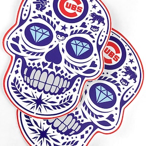 Cubs Sugar Skull Vinyl Stickers