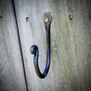 Small Hand Hammer Forged J Hook - Coat Hook, Pot Hook, Iron Hook - Traditional forging methods by the Bearded Blacksmith