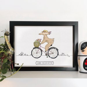 FRAMED, Gabby The Go-Getter, cute and funny, hand illustrated Afghan hound art print :)