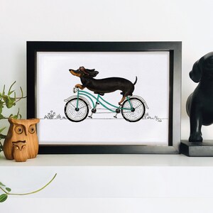 FRAMED, Lenny The Legend, cute and funny, hand illustrated sausage dog art print :)