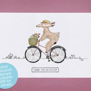 Gabby The Go-Getter, cute and funny, hand illustrated Afghan hound dog art print :)