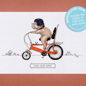 Barry The Bruiser, cute and funny, hand illustrated Bulldog art print :)
