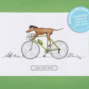 Roger the Racer, cute and funny, hand illustrated Greyhound art print :)