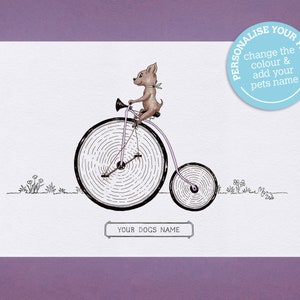 Little Miss Daisy, cute and funny, hand illustrated Chihuahua dog art print :)