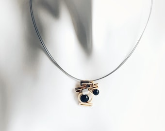 Gold & Black Modern Necklace: Christophe Poly Architectural Jewelry