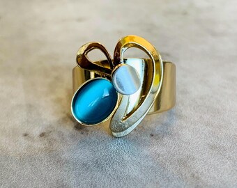 Gold Blue ring, Christophe Poly Ring (R), Designer Ring