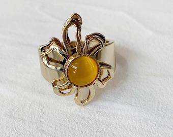 Gold Yellow ring, Christophe Poly Ring (R), Designer Ring, Sun Ring,
