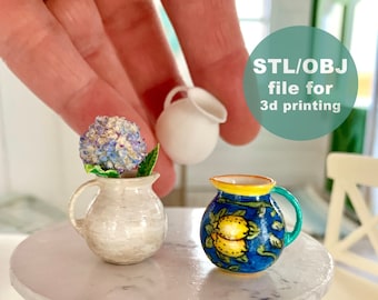 STL/OBJ files for 3D print miniature dollhouse pitcher