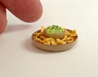 Dollhouse Miniature Guacamole and Chips