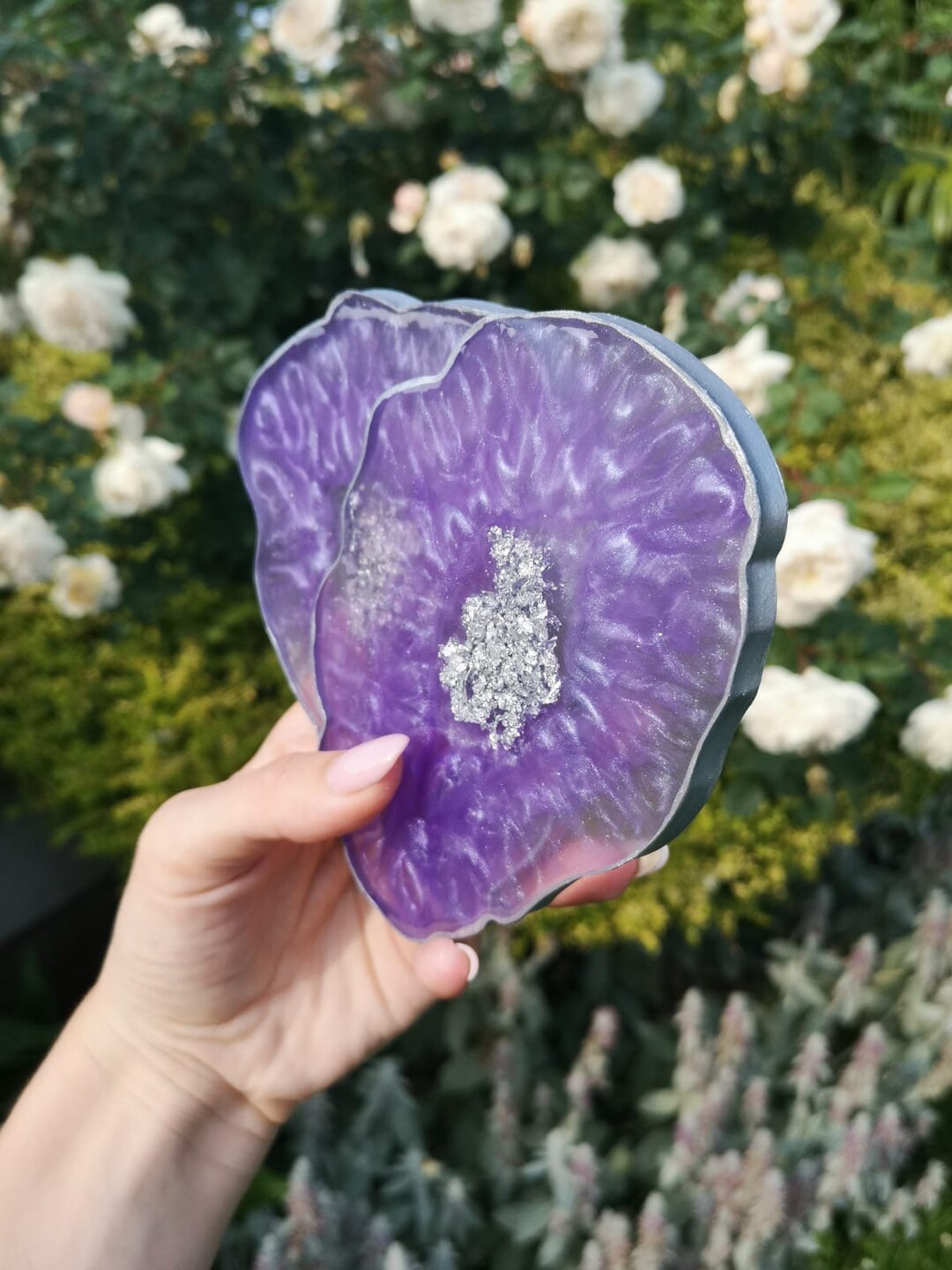 Purple and Silver Geode Resin Coasters /beauty Palettes / Nail Palettes ...