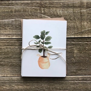 Cartes de notes de plantes d’aquarelle | Ensemble peint à la main de 4 | Impressions à l’aquarelle | Cartes de vœux vierges avec enveloppes | Papeterie plante image 9