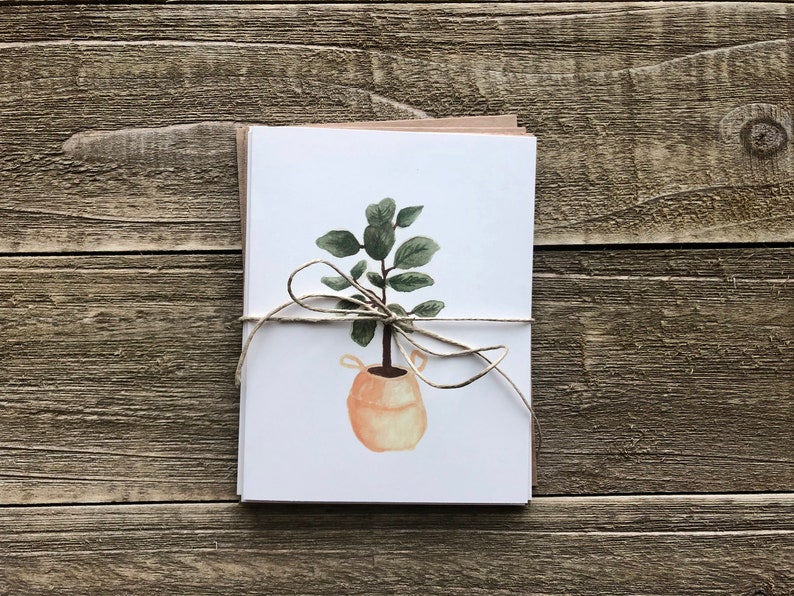 Cartes de notes de plantes d’aquarelle | Ensemble peint à la main de 4 | Impressions à l’aquarelle | Cartes de vœux vierges avec enveloppes | Papeterie plante image 9