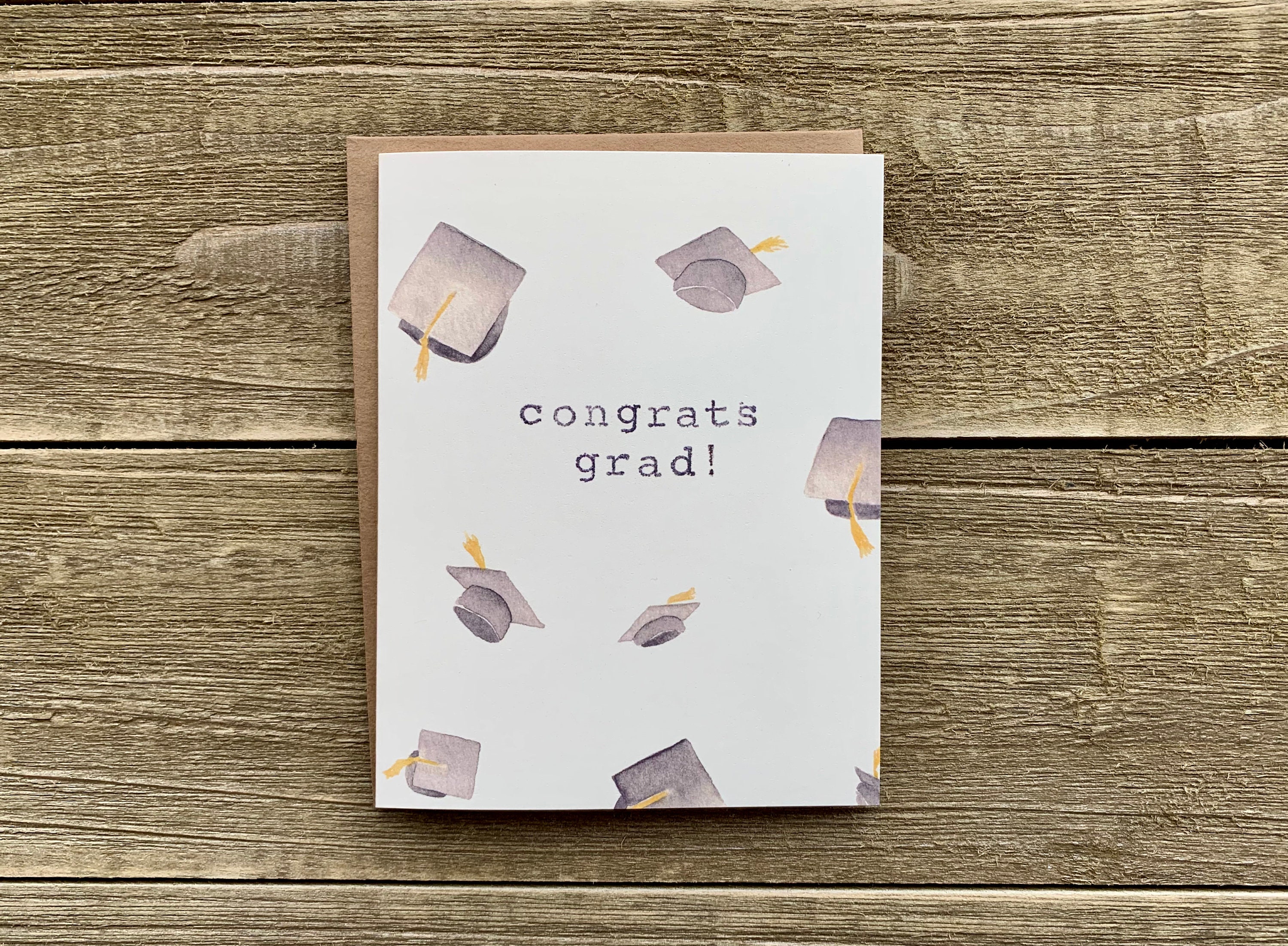 Watercolor Graduation Greeting Card Congrats Grad Hand - Etsy