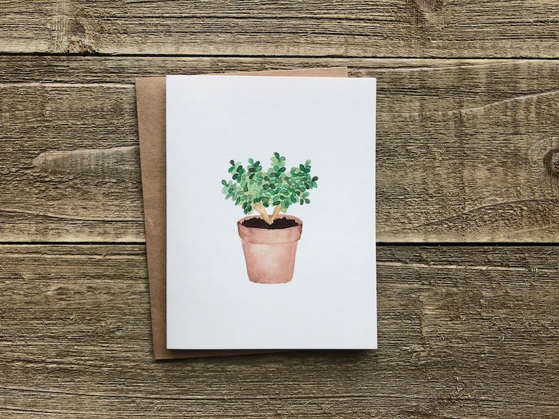 Cartes de notes de plantes d’aquarelle | Ensemble peint à la main de 4 | Impressions à l’aquarelle | Cartes de vœux vierges avec enveloppes | Papeterie plante image 6