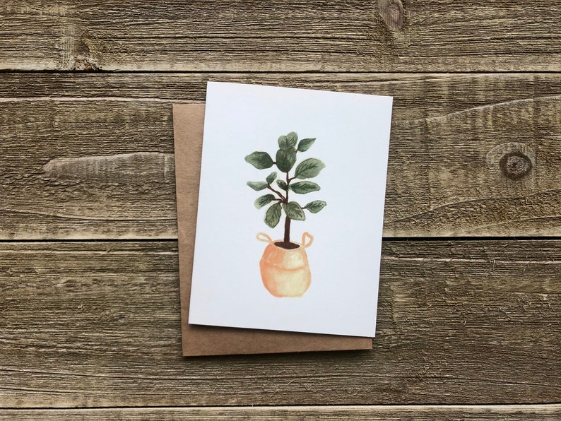 Watercolor House Plant Notecards Hand Painted Set of 4 Watercolor Prints Blank Greeting Cards with Envelopes Plant Stationery image 3