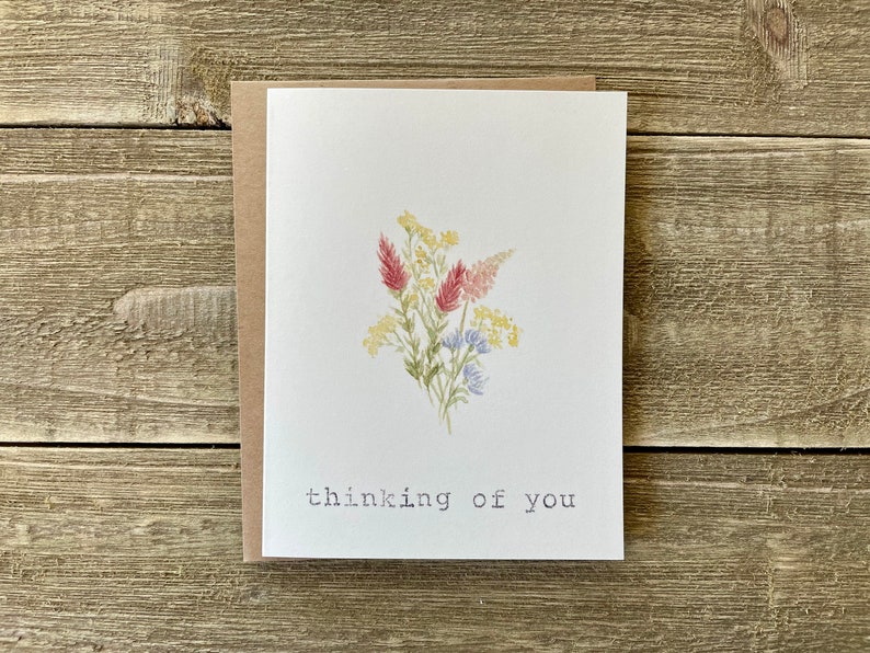 Watercolor Thinking of You Cards Sympathy Stationery Set of 4 Watercolor Prints Hand Painted Blank Cards with Envelopes image 1