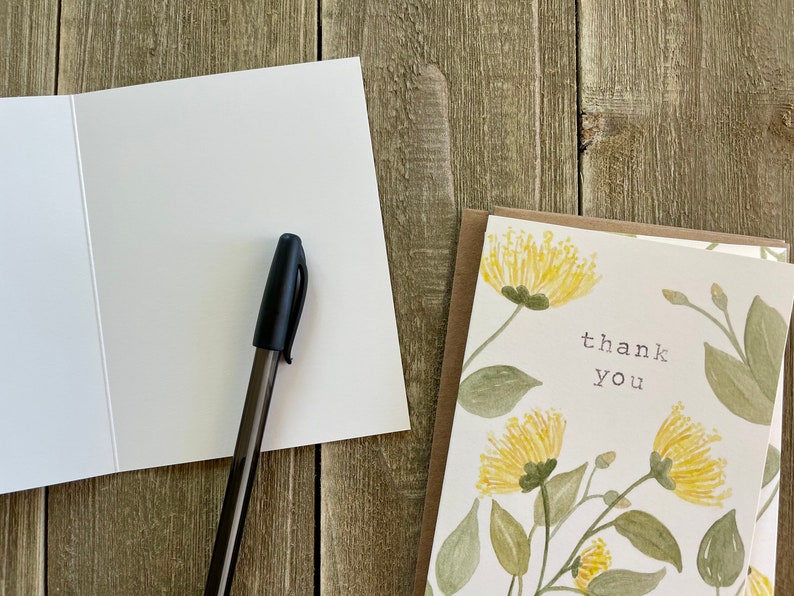 Watercolor Thank You Cards Floral Stationery Set of 4 Watercolor Prints Hand Painted Blank Cards with Envelopes Thanks Gratitude image 4