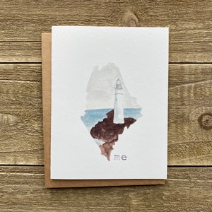 Aquarel Maine Notecards | Set van 4 | ME Aquarel Prints | Handgeschilderde blanco kaarten met enveloppen | Wenskaarten | Staatskaarten