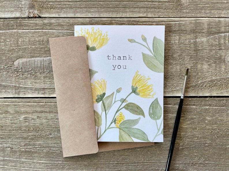 Watercolor Thank You Cards Floral Stationery Set of 4 Watercolor Prints Hand Painted Blank Cards with Envelopes Thanks Gratitude image 3