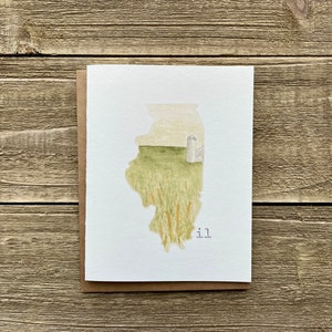 Aquarel Illinois Notitiekaarten | Set van 4 | IL aquarelafdrukken | Handgeschilderde blanco kaarten met enveloppen | Wenskaarten | Staatskaarten