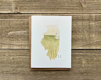 Watercolor Illinois Notecards | Set of 4 | IL Watercolor Prints | Hand Painted Blank Cards with Envelopes | Greeting Cards | State Cards