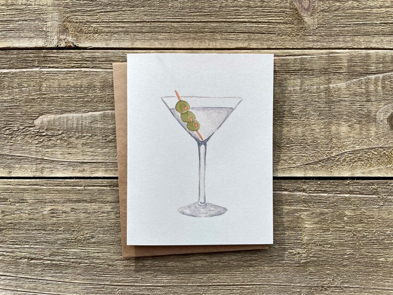 Watercolor Cocktail Notecards Hand Painted Set of 4 Watercolor Prints Blank Notecards with Envelopes Happy Hour Greeting Cards image 3